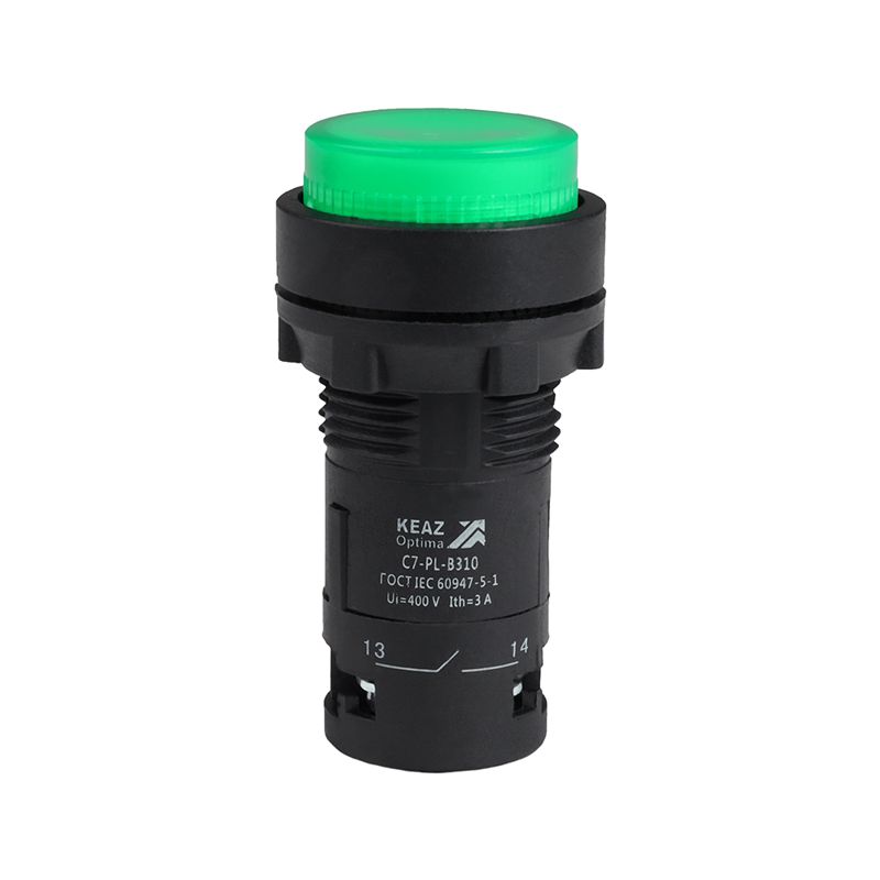 Кнопка с подсветкой OptiSignal Compact D22 С7-PL-B310 зел. 1НО 24В AC/DC XB7NW33B1 КЭАЗ 362090 (1 шт.)