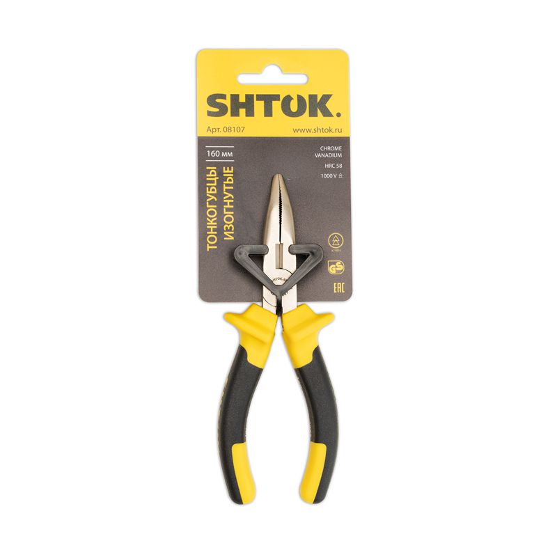 Тонкогубцы изогнутые 1000В 160мм (08107) SHTOK 376277 (1 шт.)