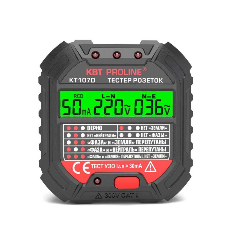 Тестер розеток и УЗО КТ 107D PROLINE КВТ 86321 (1 шт.)