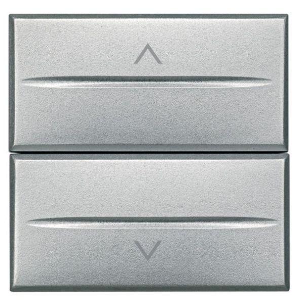 Выключатель для жалюзи кнопочный 2-кл. 2мод. Axolute Axial 10А 250В 1Р(NO)+ 1Р(NO) алюм. Leg BTC HC4037/2 (1 шт.)