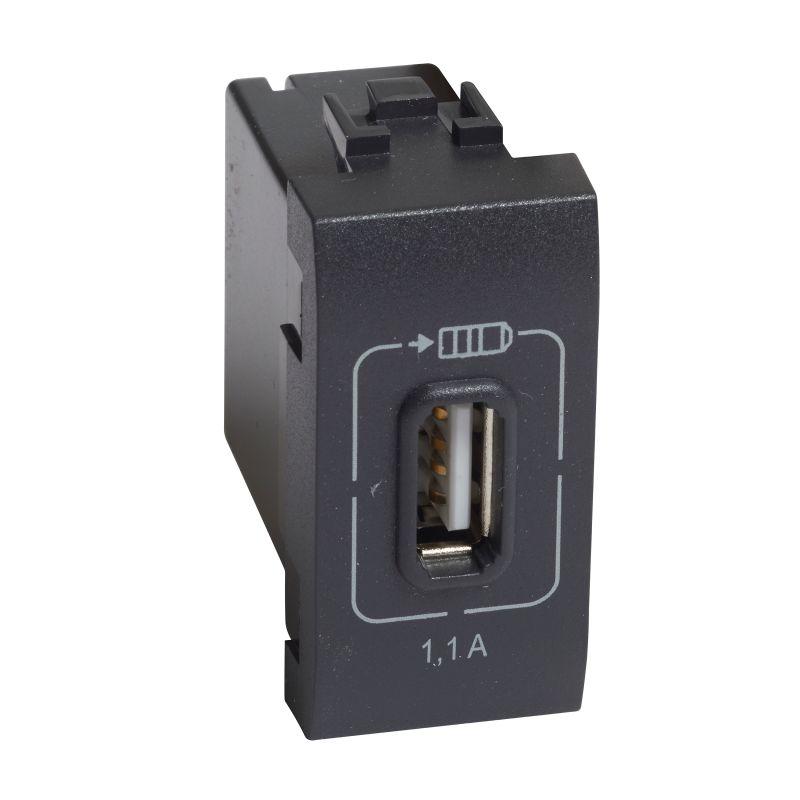 Розетка USB Mosaic 1мод. 1.1А 230/5В антрацит Leg BTC L4285C1 (1 шт.)