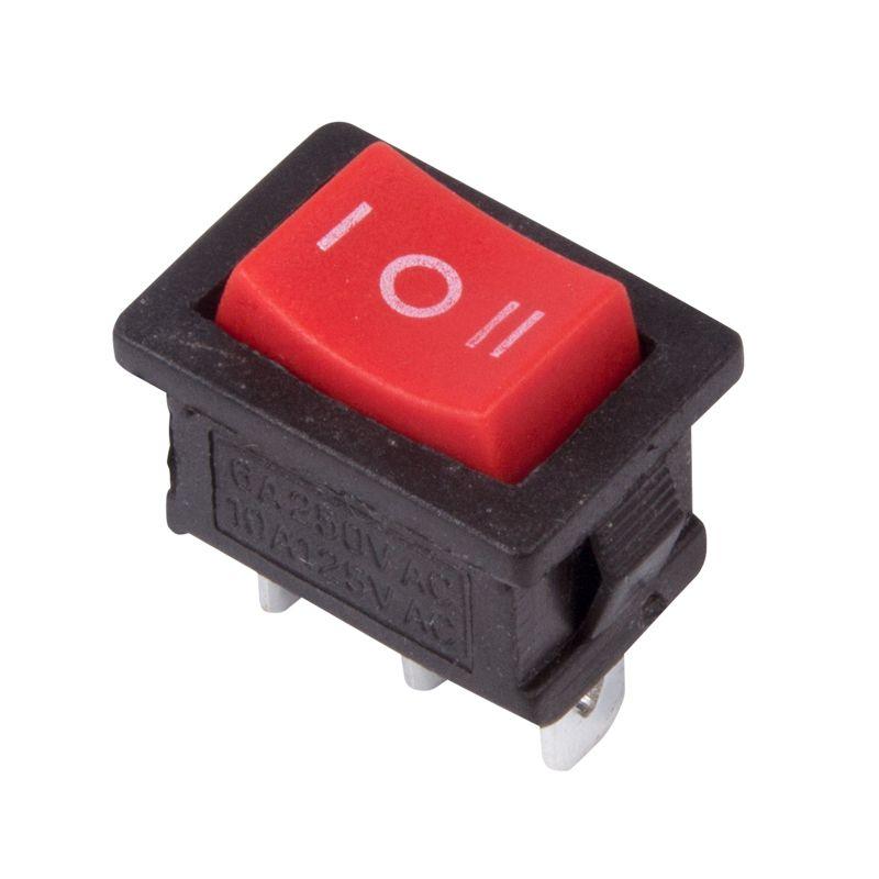 Выключатель клавишный 250В 6А (3с) ON-OFF-ON красн. с нейтралью Mini (RWB-205; SC-768) REXANT 36-2144 (1 шт.)