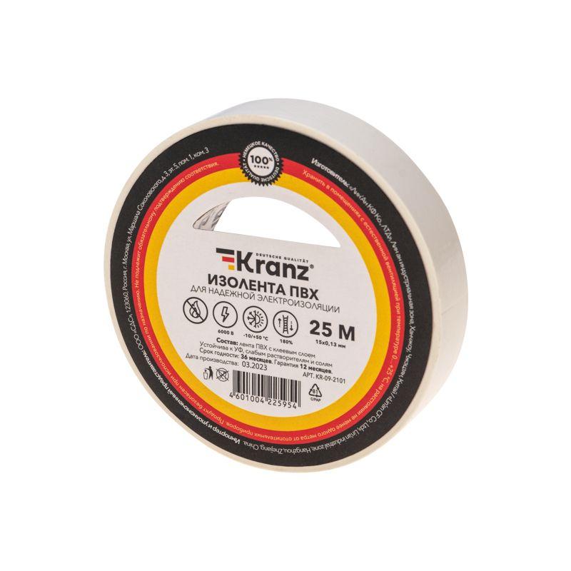Изолента ПВХ 0.13х15мм 25м бел. Kranz KR-09-2101 (1 шт.)