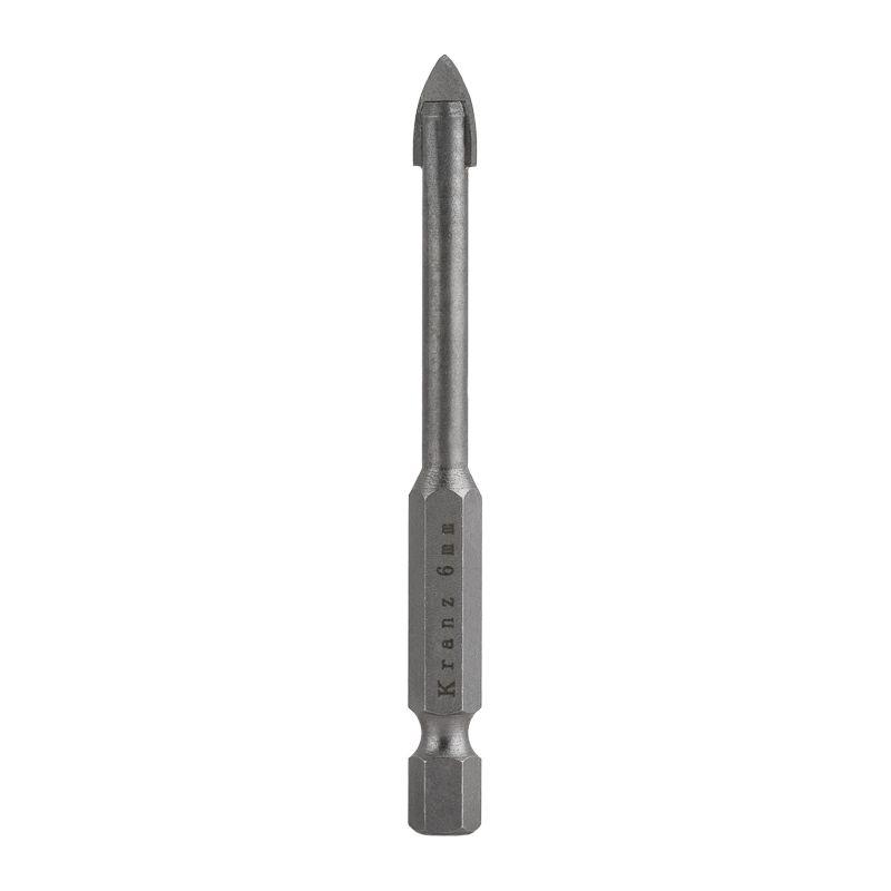 Сверло по стеклу и керамике 6мм (шестигранный хвостовик) Kranz KR-91-0642 (1 шт.)