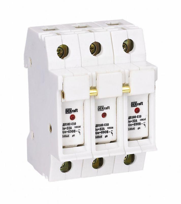 Держатель предохранительного типа C10 ДП102-С10-3Р DEKraft 21385DEK (1 шт.)