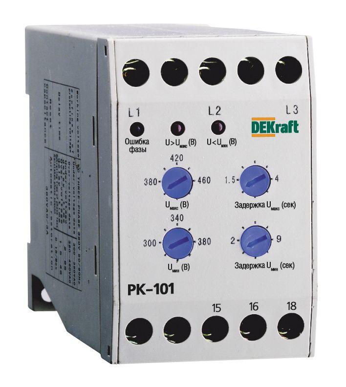 Реле контроля фаз РК-101 380В тип 01 DEKraft 23300DEK (1 шт.)