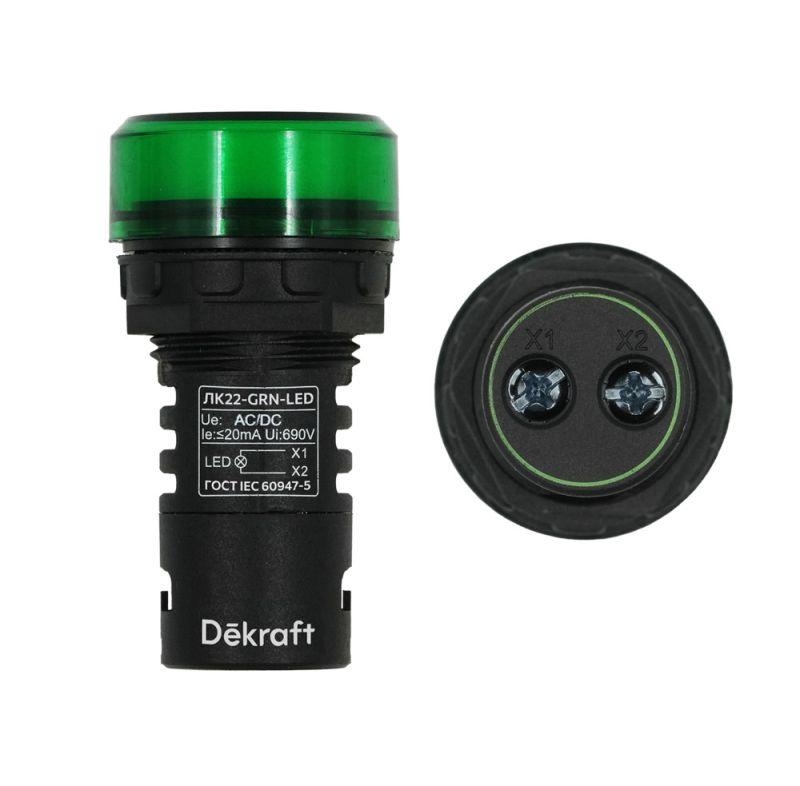 Лампа коммутационная ADDS ЛК-22 d22мм 24В AC/DC зел. LED DEKraft 25065DEK (1 шт.)