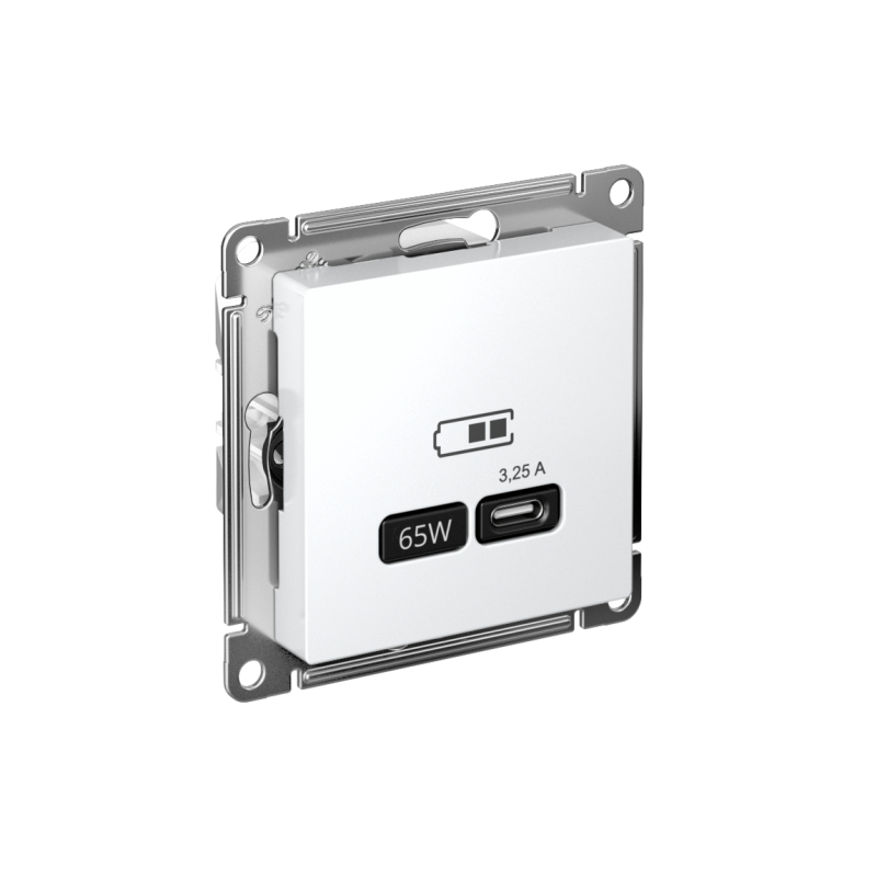Розетка USB AtlasDesign тип C 65Вт QC PD высокоскор. ЗУ механизм бел. SE ATN000127 (1 шт.)