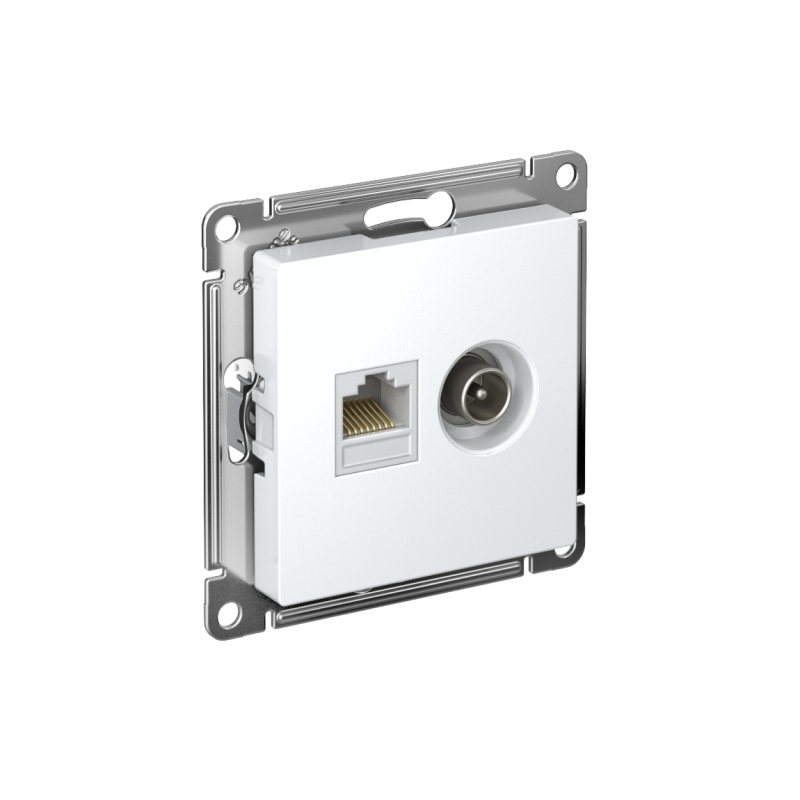 Розетка компьютерная + телевизионная 2-м СП AtlasDesign RJ45 кат.5E + TV механизм бел. SE ATN000189 (1 шт.)