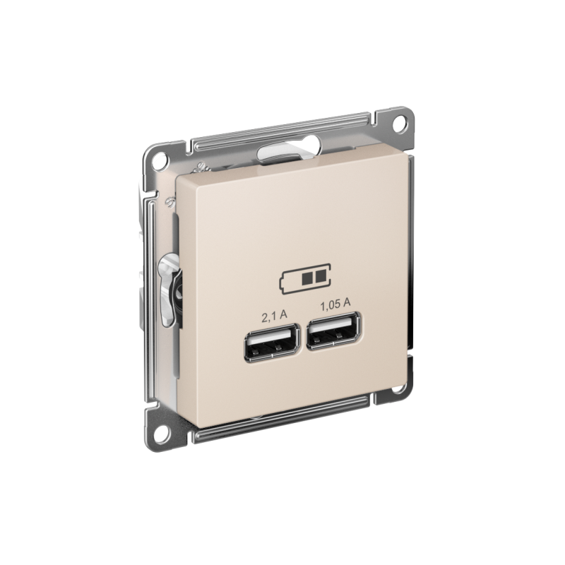 Розетка USB AtlasDesign тип A+A 5В 1х2.1А 2х1.05А механизм беж. SE ATN000233 (1 шт.)