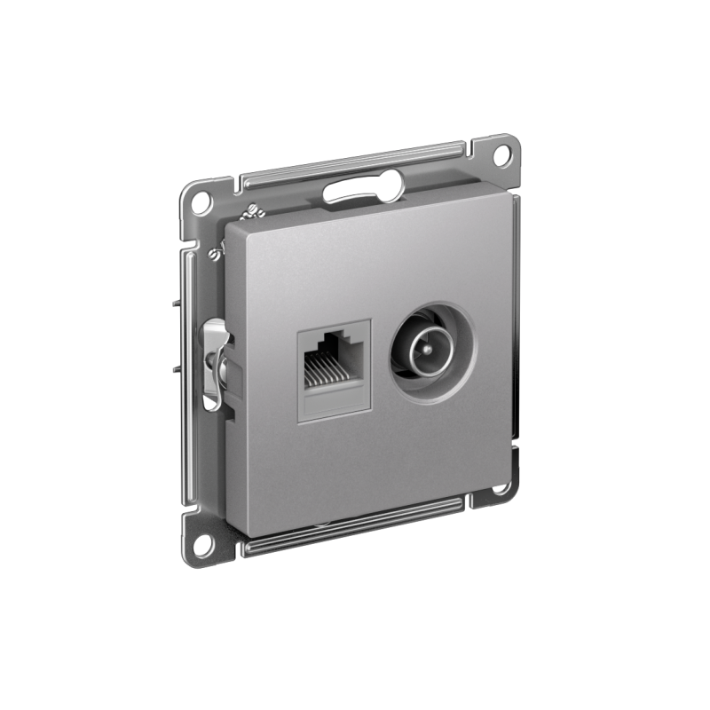 Розетка компьютерная + телевизионная 2-м СП AtlasDesign RJ45 кат.5E + TV механизм алюм. SE ATN000389 (1 шт.)