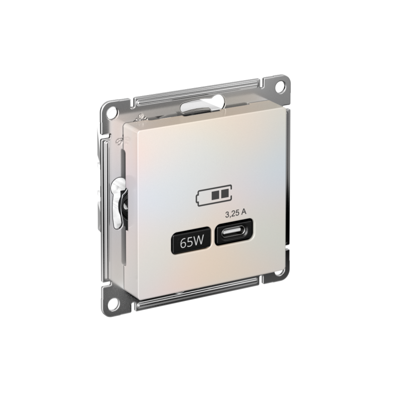 Розетка USB AtlasDesign тип C 65Вт QC PD высокоскор. ЗУ механизм жемчуж. SE ATN000427 (1 шт.)