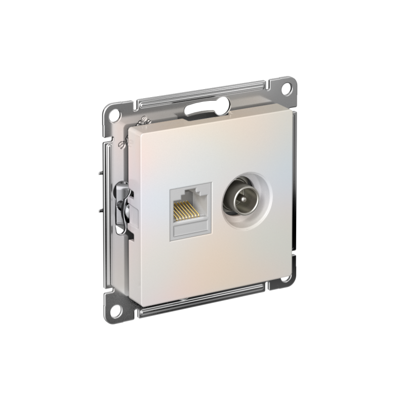 Розетка компьютерная + телевизионная 2-м СП AtlasDesign RJ45 кат.5E + TV механизм жемчуж. SE ATN000489 (1 шт.)