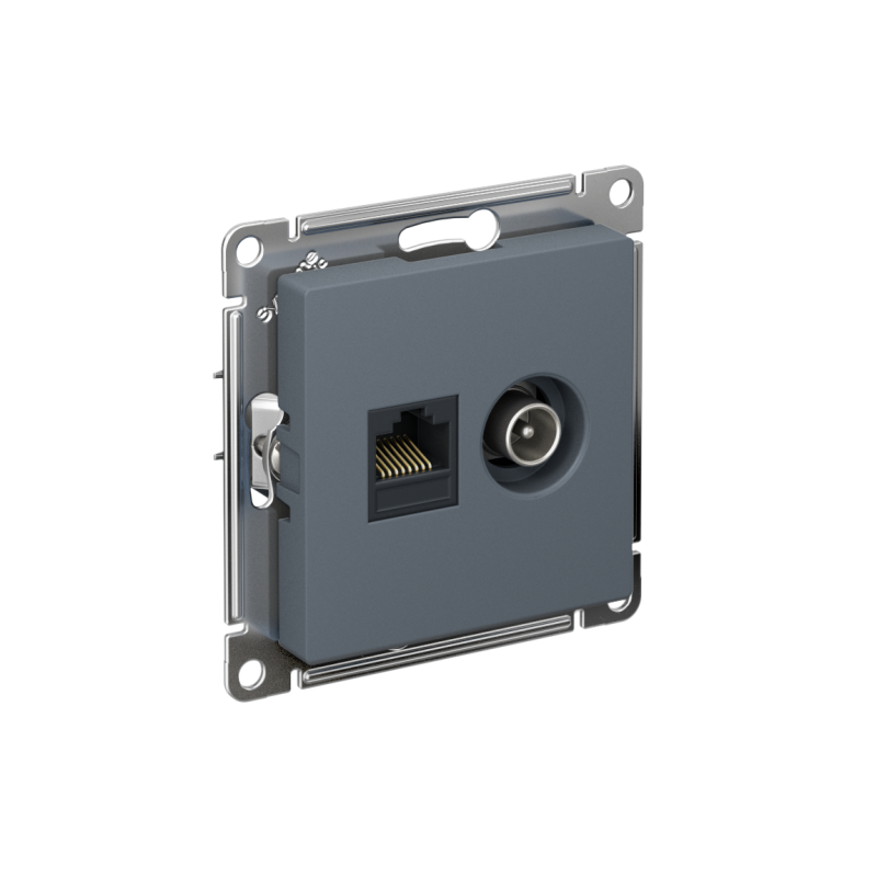 Розетка компьютерная + телевизионная 2-м СП AtlasDesign RJ45 кат.5E + TV механизм грифель SE ATN000789 (1 шт.)