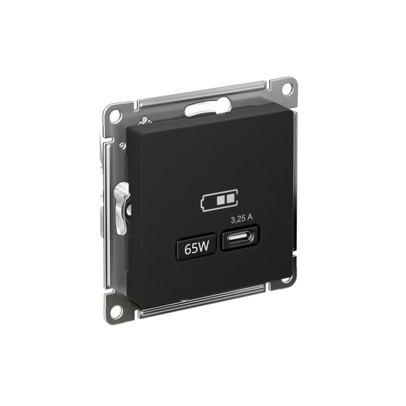 Розетка USB AtlasDesign тип C 65Вт QC PD высокоскор. ЗУ механизм карбон SE ATN001027 (1 шт.)