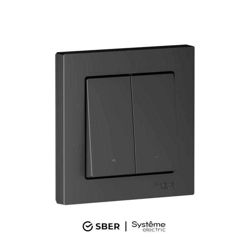 Выключатель 2-кл. AtlasDesign Smart 10А (сх. 5) L+N с подсветкой Zigbee механизм карбон SE ATN001053Z (1 шт.)