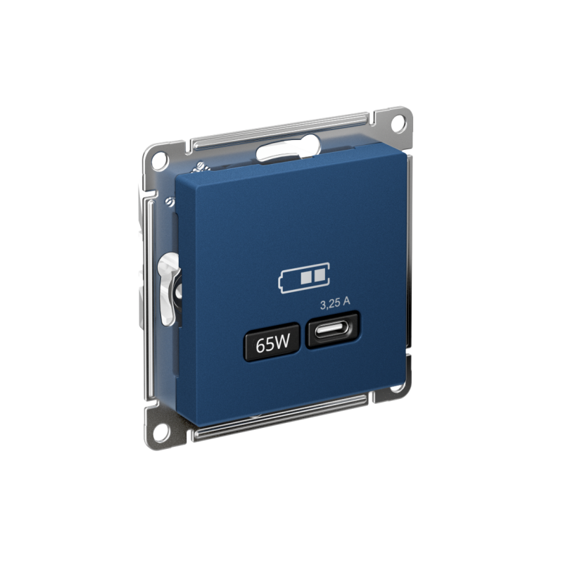 Розетка USB AtlasDesign тип C 65Вт высокоскор. ЗУ QC PD механизм аквамарин SE ATN001127 (1 шт.)