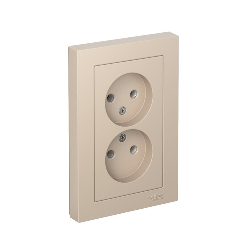 Розетка 2-м. AtlasDesign 16А без заземл. в сборе песочн. SE ATN001220 (1 шт.)