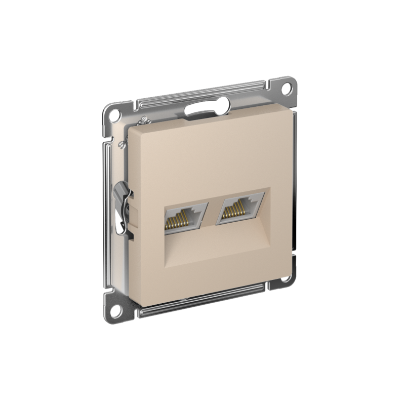 Розетка компьютерная 2-м AtlasDesign RJ45+RJ45 кат.5E механизм песочн. SE ATN001285 (1 шт.)