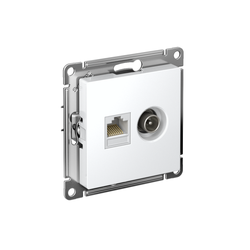 Розетка компьютерная + телевизионная 2-м СП AtlasDesign RJ45 кат.5E + TV механизм лотос SE ATN001389 (1 шт.)