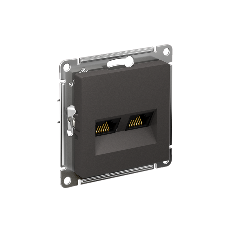 Розетка компьютерная 2-м AtlasDesign RJ45+RJ45 кат.5E механизм базальт SE ATN001485 (1 шт.)