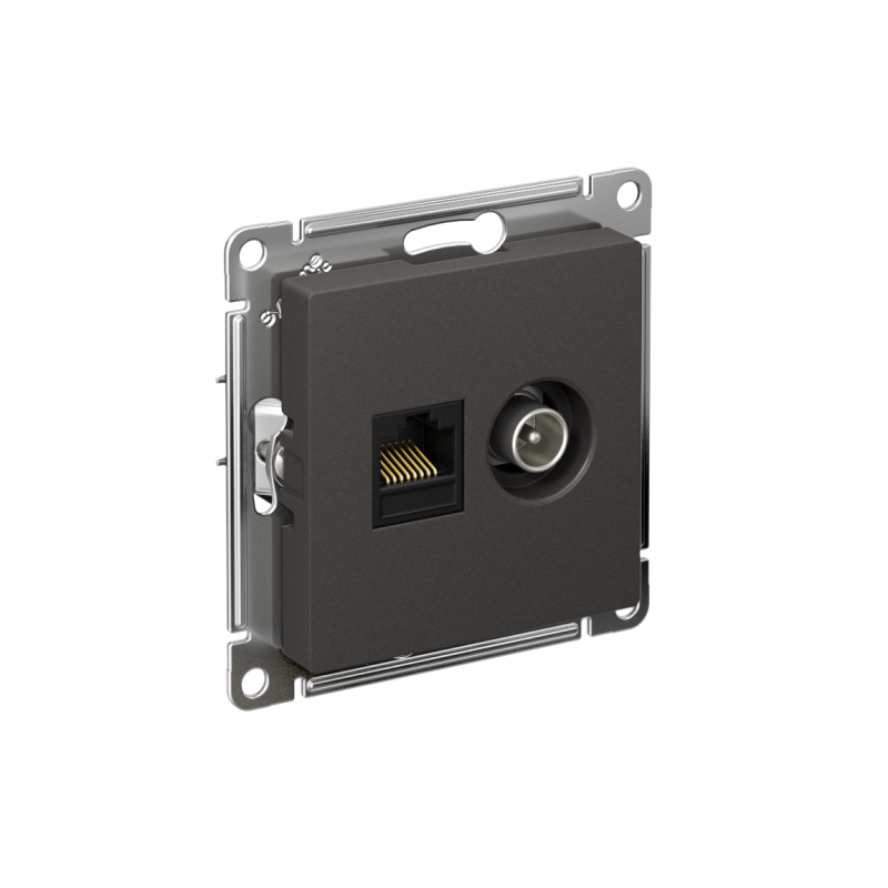 Розетка компьютерная + телевизионная 2-м СП AtlasDesign RJ45 кат.5E + TV механизм базальт SE ATN001489 (1 шт.)