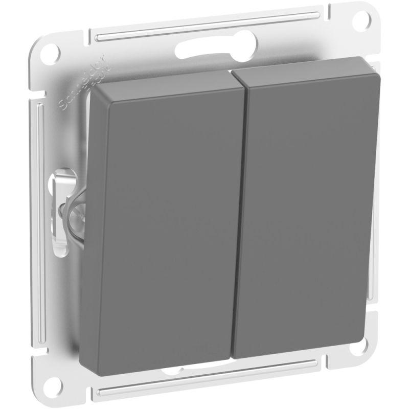 Выключатель 2-кл. Atlasdesign Aqua IP44 (сх. 5) 10AX механизм карбон SE ATN441051 (1 шт.)