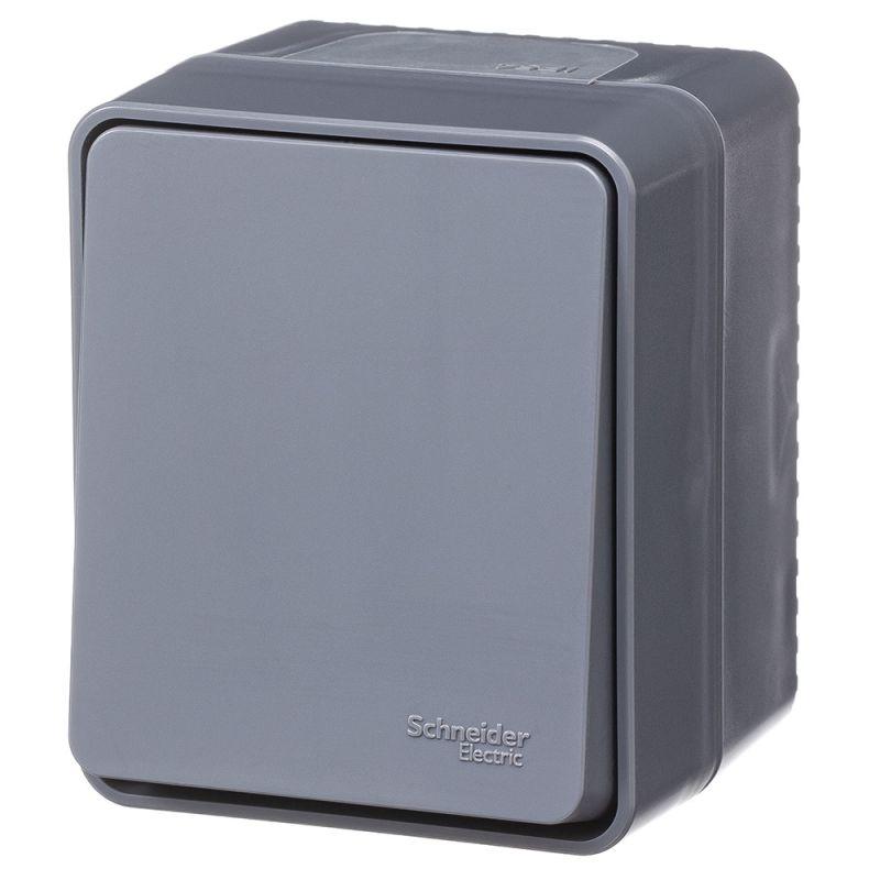 Выключатель кнопочный 1-кл. ОП AtlasDesign PROFI IP54 10АХ антрацит SE ATN544015 (1 шт.)