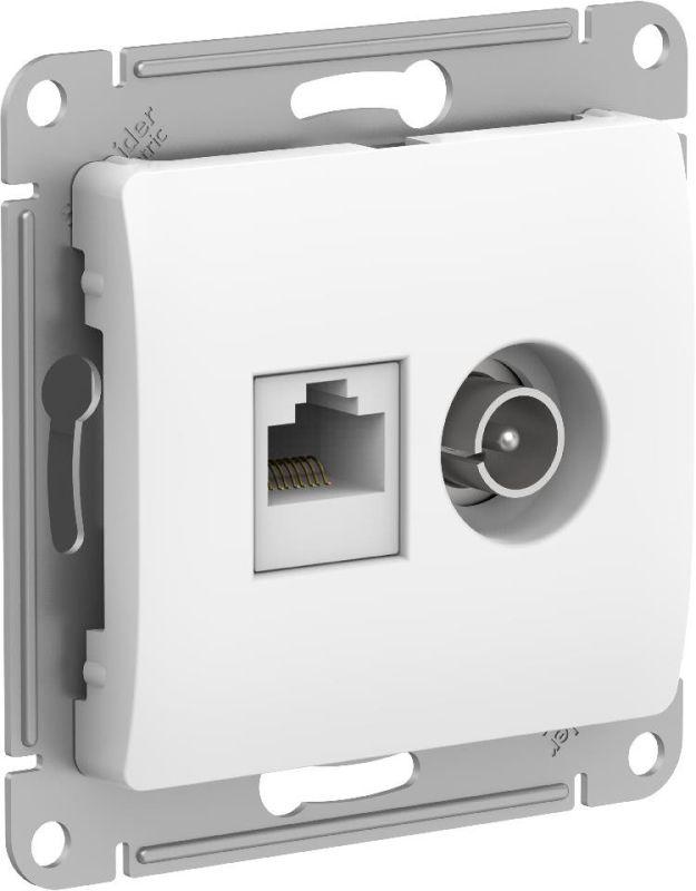 Розетка компьютерная + телевизионная 2-м Glossa RJ45 кат.5E + TV механизм бел. SE GSL000189 (1 шт.)