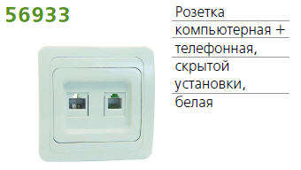Розетка компьютерная + телефонная 2-м СП Classic POWERMAN 1151436 (1 шт.)