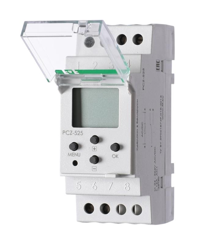 Реле времени астрономическое PCZ-525 24-264В AC/DC 16А 1 переключ. контакт IP20 1 канал монтаж на DIN-рейке F&F EA02.002.005 (1 шт.)