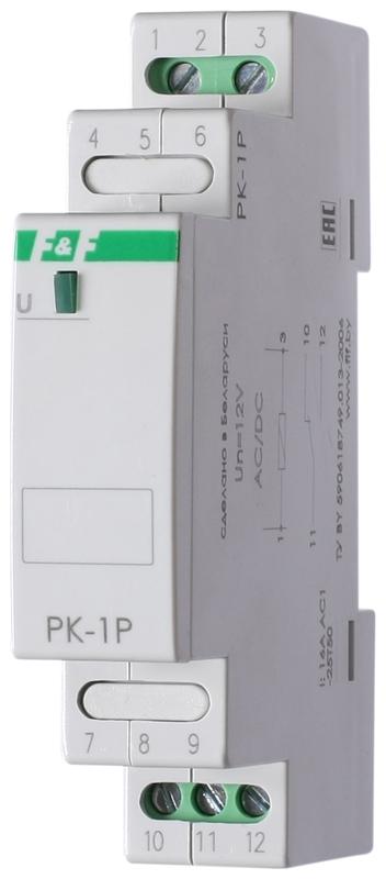 Реле промежуточное PK-1P/Un (монтаж на DIN-рейке 35мм 220В 50Гц 16А перекл.) F&F EA06.001.004 (1 шт.)