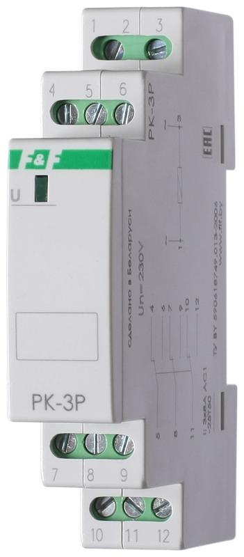 Реле промежуточное PK-3P 230В 50Гц 3х8А 3перекл. IP20 монтаж на DIN-рейке 35мм F&F EA06.001.023 (1 шт.)