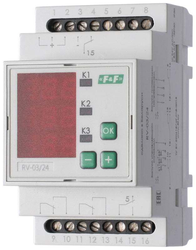 Реле времени RV-03/24 3х8А 24В AC/DC 3NO/NC IP20 многофункц. 3-х канал. 9 режимов работы с входами START диапазон выдержки времени 0с-99ч 59мин; 3мод. монтаж на DIN-рейке F&F EA02.001.028 (1 шт.)