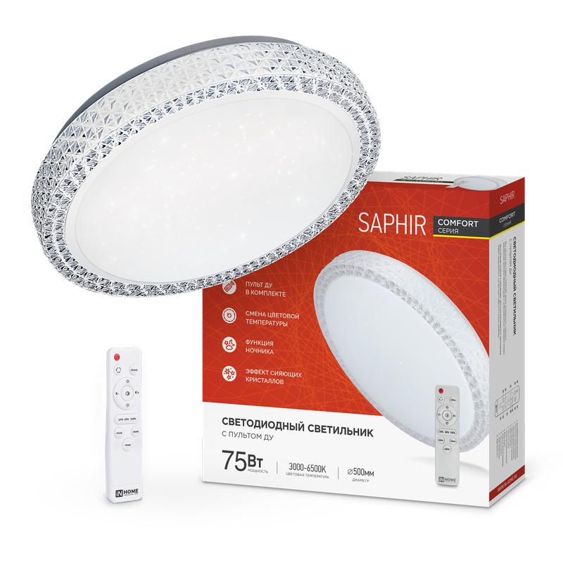 Светильник светодиодный COMFORT SAPHIR 75Вт 3000-6500К 6000лм 230В 500х100мм с пультом ДУ IN HOME 4690612035123 (1 шт.)