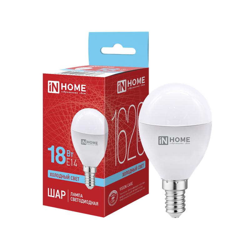 Лампа светодиодная LED-ШАР-VC 18Вт шар 6500К E14 1620лм 230В IN HOME 4690612065373 (1 шт.)