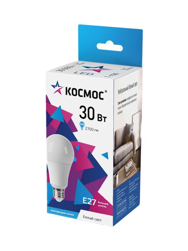 Лампа светодиодная А70 30Вт 4500К Е27 174-265В КОСМОС LkecLED30wA70E2745 (1 шт.)