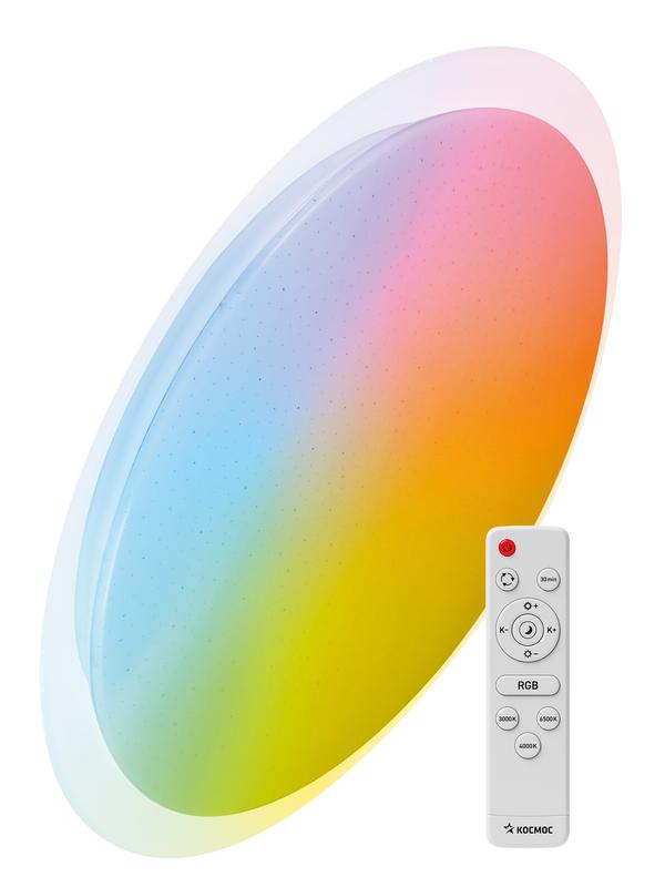 Светильник светодиодный PREMIUM GALAXY-RGB 75Вт 230В 3000-6500К 6000лм IP40 555х83мм настенно-потолочный управляемый с пультом ДУ с RGB подсветкой КОСМОС KSGalaRGB75W (1 шт.)