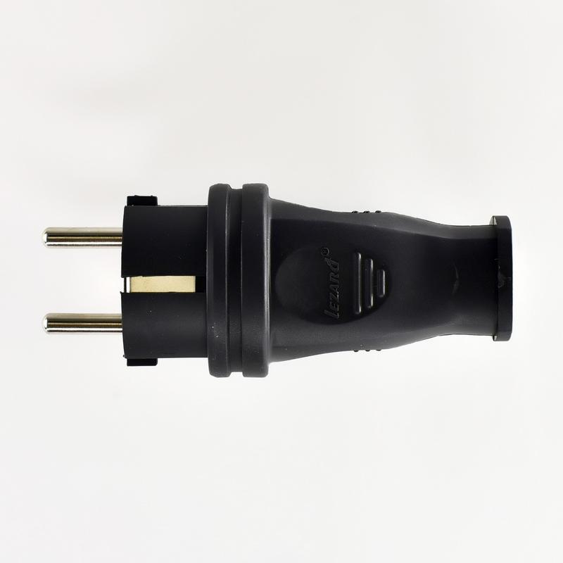 Вилка кабельная 1ф 1х16А 2P+E 220-240В IP44 каучук LEZARD 106-0400-0105/105 (1 шт.)
