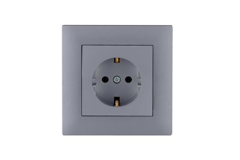 Розетка 1-м Karea RIZZ STAR с заземл. сер. Makel 88065028 (1 шт.)