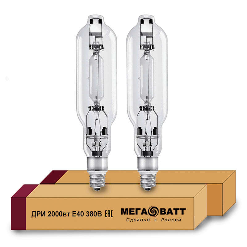 Лампа газоразрядная металлогалогенная ДРИ 2000 380/4000К E40 (12) МЕГАВАТТ 03123 (1 шт.)