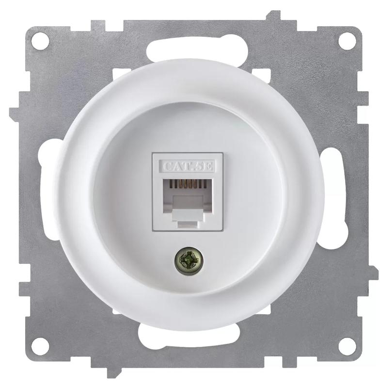 Розетка компьютерная 1-м СП Florence RJ45 кат.5E механизм бел. (1E20701300) OneKeyElectro 2172770 (1 шт.)