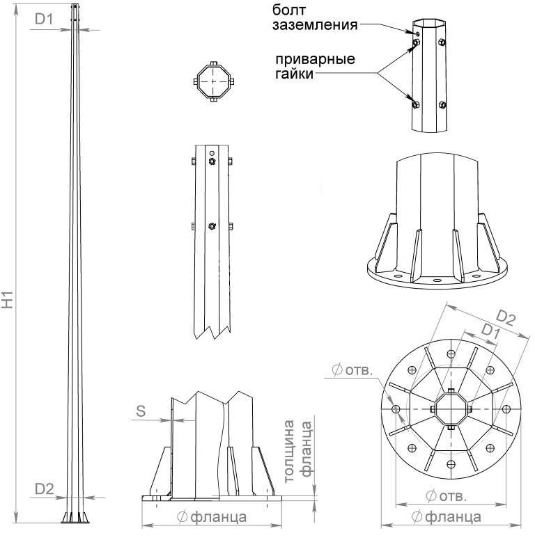Комплект крепежа для ОСф/ОГСф-0;4 (болт М20х160 кл. пр. 8.8 - 8шт; гайка М20 - 32 шт; шайба М20 - 32шт; гровер С20 - 8шт) Пересвет В00005081 (1 шт.)