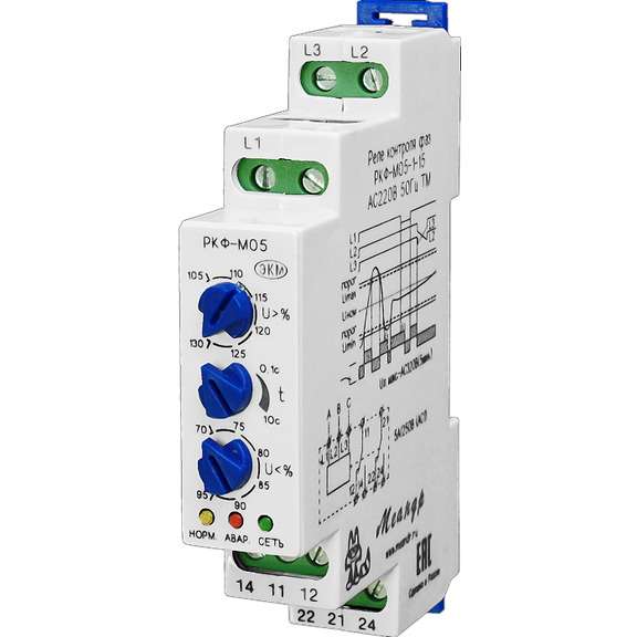 Реле контроля фаз РКФ-М05-1-15 УХЛ4 400В AC Меандр A8302-16934683 (1 шт.)