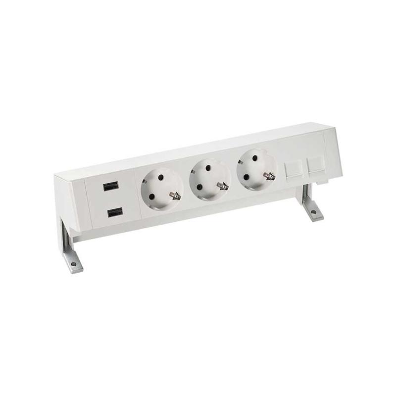 Блок розеточный настольный Simon 400 3х2P+E 2хUSB зарядное устройство адаптер для 2хRJ45 моноблок бел. Simon 42523020-130 (1 шт.)