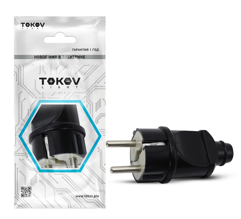Вилка прямая 16А 250В с заземл. черн. TOKOV ELECTRIC TKL-PLZ-C05 (1 шт.)