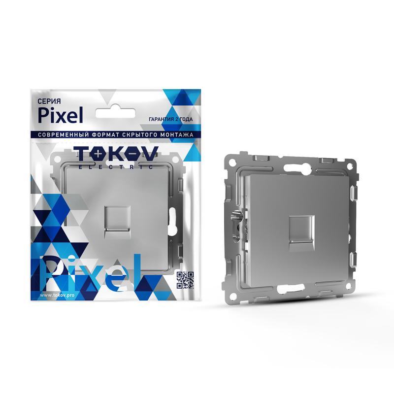 Розетка телефонная 1-м СП Pixel RJ11 механизм алюм. TOKOV ELECTRIC TKE-PX-RT1-C03 (1 шт.)