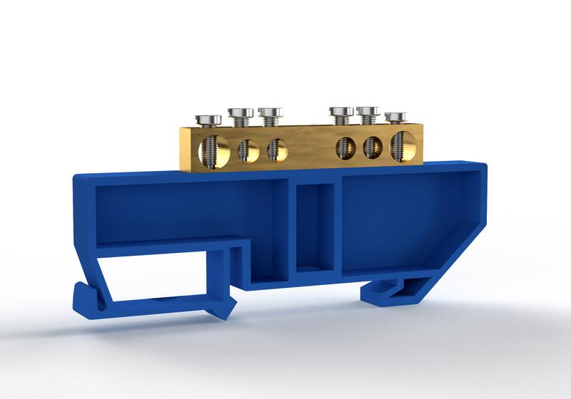 Шина нулевая на DIN-изоляторе 6х9мм 6 отвер. латунь TOKOV ELECTRIC TKE-BCB-69-6-DIN/N (1 шт.)