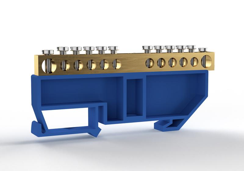 Шина нулевая на DIN-изоляторе 6х9мм 12 отвер. латунь TOKOV ELECTRIC TKE-BCB-69-12-DIN/N (1 шт.)