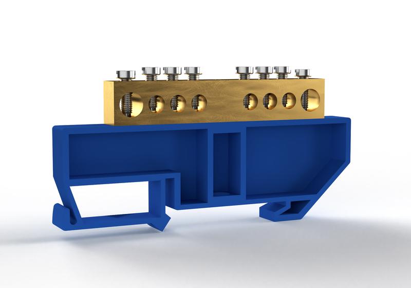 Шина нулевая на DIN-изоляторе 8х12мм 8 отвер. латунь TOKOV ELECTRIC TKE-BCB-812-8-DIN/N (1 шт.)